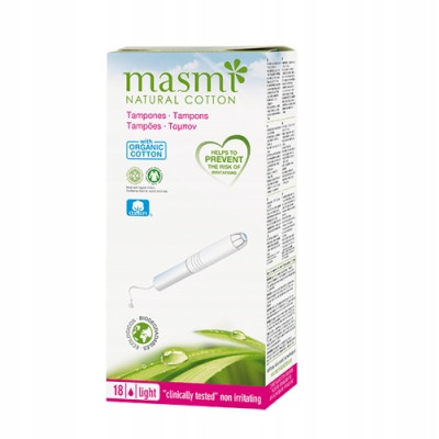  Masmi Tampons Leichte Tampons mit Applikator aus Bio-Baumwolle, 18 Stück