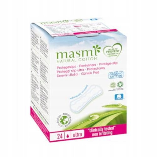  Masmi Pantyliners ultradünne, anatomisch geformte Damenbinden aus Bio-Baumwolle, 24 Stück