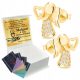  Goldene Engelsohrringe mit Zirkonen, Gravur aus 925er Silber + KOSTENLOSES GESCHENK