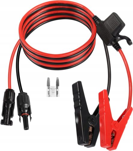  12AWG-Solarpanel-Anschluss, Krokodilklemmen, 25A-Sicherung