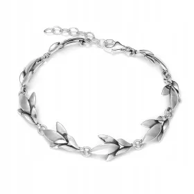  Silberarmband, oxidierte Blätter, 925er Silber
