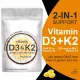 Vitamin D3 K2 Softgel-Kapseln Extra Strength – 2-in-1 Nahrungsergänzungsmittel mit Kokosöl