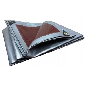   Vielseitige, verstärkte wasserfeste Plane in Silber-Braun 210g/m² 6x8m mit UV-Schutz