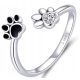  Verstellbarer Silberring Hund Katze Hundepfote Herz 925 + GRATIS!