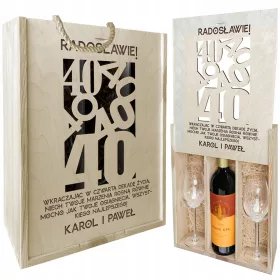 Weinbox-Set, 2 Gläser, Geschenk, Geburtstag, 40. Jahrestag
