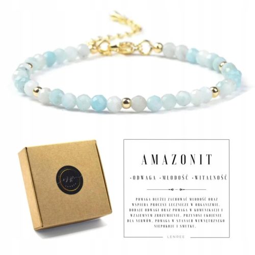 Damenarmband mit AMAZONIT-Verschluss, Natursteine + Box