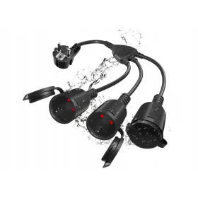    Doppelsteckdosenstecker, mit Schutzkontakt, Verlängerungskabel mit 2 Steckdosen
