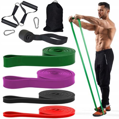  Starke Widerstandsbänder für Fitnessübungen, Set mit 4 Widerstandsbändern, Taschengriffen