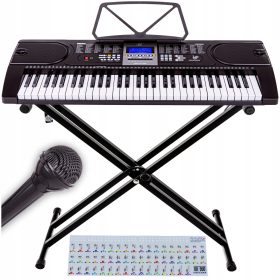    Orgelstabiler Keyboardständer mit Mikrofonaufklebern + Notenständer
