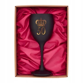    Weinglas zum 50. Geburtstag für ein Mädchen mit Gravur in Schwarz und Gold