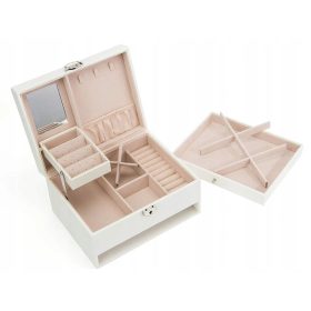    BOX-KASTEN-SCHMUCK-ORGANISATOR-BOX MIT 2 STUFEN, SPIEGELTEILER