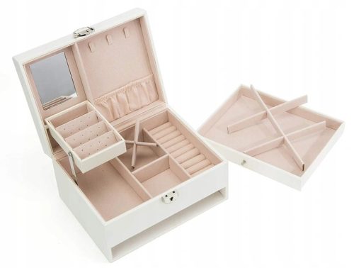  BOX-KASTEN-SCHMUCK-ORGANISATOR-BOX MIT 2 STUFEN, SPIEGELTEILER