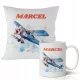  GESCHENK FÜR EIN MÄDCHEN – BECHER + KISSEN – FLUGZEUG