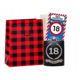    Geschenkset zum 18. Geburtstag für Jungen, Flasche + Karte + Tasche