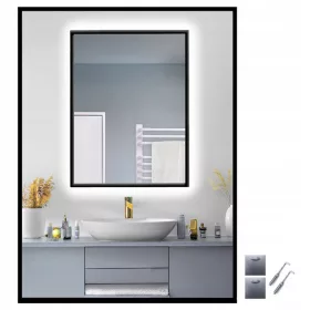    LED-SPIEGEL COB 480 LED/1m IN SCHWARZEM ALUMINIUMRAHMEN LOFT 70x120 cm