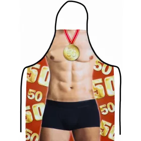    Eine muskulöse Schürze mit Widmung als GESCHENK zum 50. Geburtstag für den Vater eines Mannes