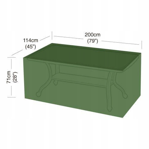 Abdeckplane für rechteckigen 8-Personen-Tisch 200x114x71cm, grün, PE 90g/m2