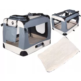    TRANSPORTER FALTBARER TASCHENSTALL FÜR HUNDE UND KATZEN MIT PLÜSCHMATTE 60 cm M