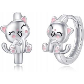 SILBERNE KATZENOHRRINGE FÜR KINDER, 925 SILBER