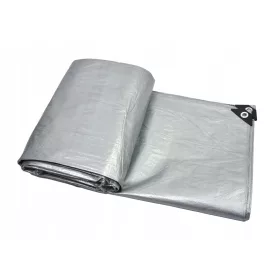   Robuste und wasserfeste Silberplane 4x6 m mit UV-Schutz und Verstärkungen