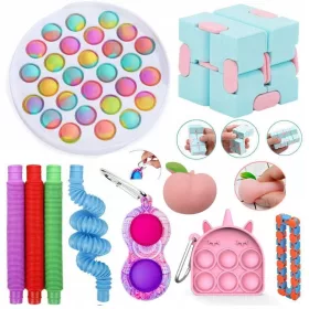  FIDGET TOY PUSH BUBBLE SIMPLE DIMPLE SET 10 STK