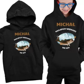    KANGURO-SWEATSHIRT MIT KAPUZE, WARMES GESCHENK FÜR EINEN ANGLER, FISCHNAMENMUSTER