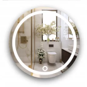  Runder LED-Spiegel FI 90CM mit beleuchtetem Touch-Schalter