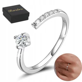    Ring aus 925er Silber, verstellbare Silberringe mit kubischen Zirkonen