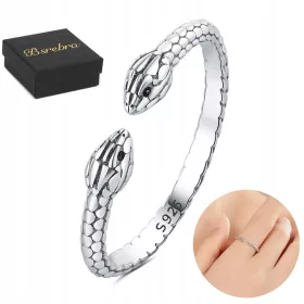    925er Silberring mit Schlangen-Silberringen, verstellbar, Silber