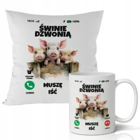    GESCHENKTASSE + KISSEN – Pigs Are Calling – FÜR DEN BAUERN – I Gotta Go