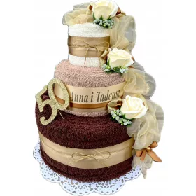    GROSSES Geschenk zum 40. oder 50. Hochzeitstag, Handtuch, Kuchen, Blumen, Seife, Rosen