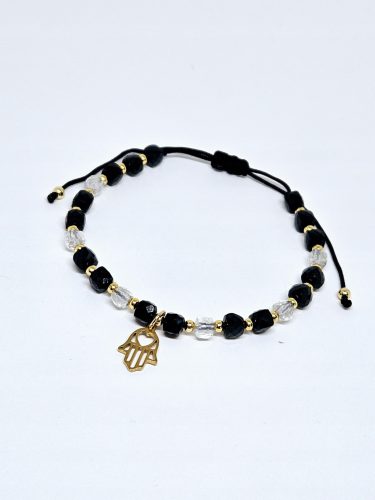  Armband an einer Schnur Steine Turmalin Bergkristall Fatimas Hand Herz