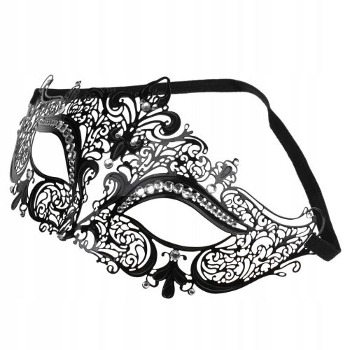  Diamante Halloween-Partykostüm mit Metallmaske, Schwarz