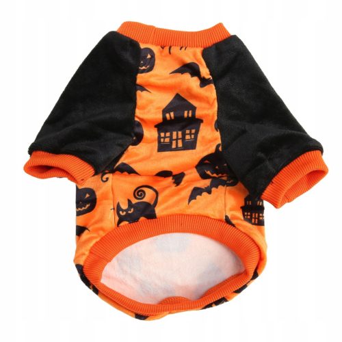  T-Shirt für einen Hund mit Kürbis- und Katzenmuster für Halloween, kleine XS