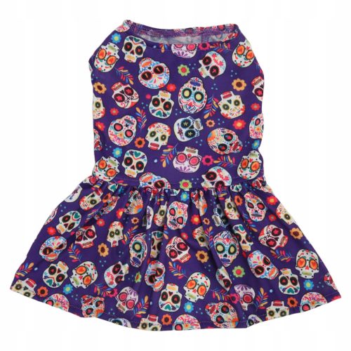  Halloween-Hundekleid, Totenkopfmuster, atmungsaktiv, Größe S