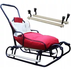    Traditioneller Holzschlitten Schlitten + RÜCKENLEHNE + PUSH-TASCHE + SCHLAFSACK + FUSSSTÜTZEN POLNISCHER SCHLITTEN + RÜCKENLEHNE + PUSH-TASCHE + SCHLAFSACK + FUSSSTÜTZEN