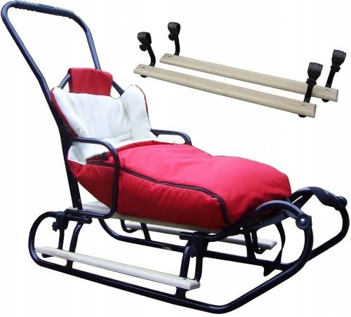  Traditioneller Holzschlitten Schlitten + RÜCKENLEHNE + PUSH-TASCHE + SCHLAFSACK + FUSSSTÜTZEN POLNISCHER SCHLITTEN + RÜCKENLEHNE + PUSH-TASCHE + SCHLAFSACK + FUSSSTÜTZEN