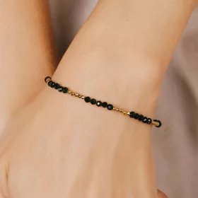    Smaragd, Hämatit – vergoldetes Silberarmband für Liebe, Frieden, Schutz