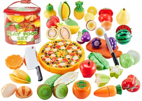  GROSSES SET AUS OBST- UND GEMÜSEPIZZA ZUM SCHNEIDEN MIT KLETTBRETTMESSER 5915