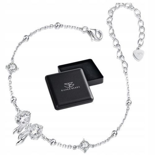  S199 Silberarmband mit Kristallschleife, 925er Silber