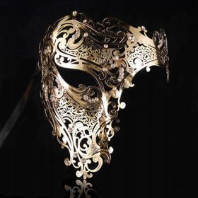  Schwarz-goldene Totenkopf-Metall-Halloween-Maske