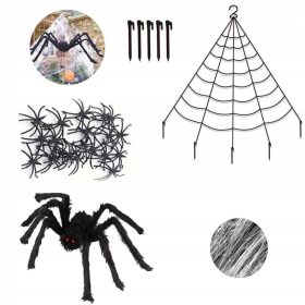  1,5 M SPINNE + SPINNENNETZ + 100 KLEINE HALLENSPINNE