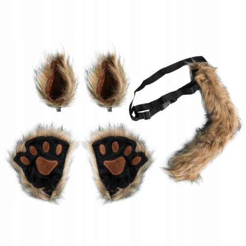  1 Satz Katzenpfoten, Wolfsschwanz und Ohren, Wolfshandschuhe