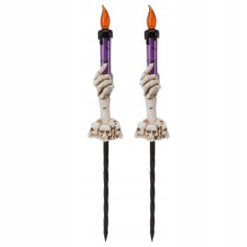    Halloween-Kerzenflamme, warmes Licht, 120 mAh, Skelett-Geist, lila