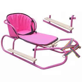    BASIC-SCHLITTEN mit RÜCKENLEHNE + DICKE MATRATZE mit GURTEN + FUSSSTÜTZEN