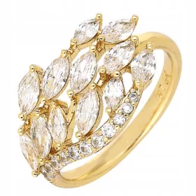  Goldring, viele Zirkone, Chirurgenstahl, Größe 21