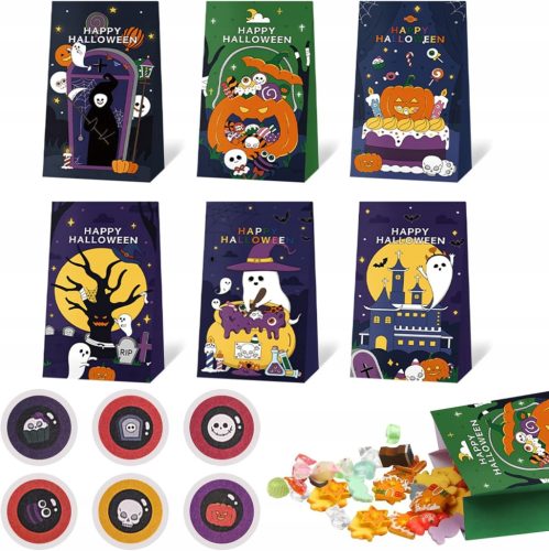  EINE SÜSSIGKEITEN-PAPIERTASCHE 6x HALLOWEEN-PAPIERTASTEN-SET