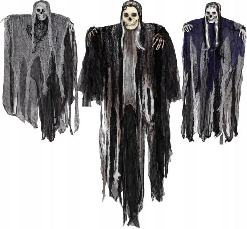  3x hängende Skelett-Halloween-Dekoration, 135 cm, 2 x 80 cm, hängende Dekoration