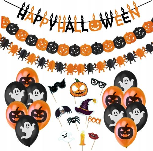  HALLOWEEN-DEKO 25-TEILIGES PARTY-DEKO-SET LUFTBALLONS-BANNER