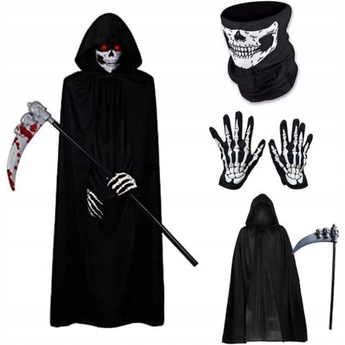  5 teile/satz Halloween Sensenmann Umhang Set, Schwarz Reaphook Todesumhang Kostüm